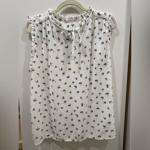 White with a sailboat pattern Women's Top